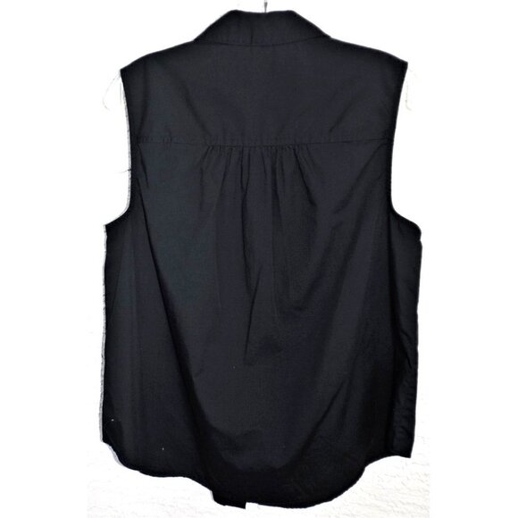 Roaman's 14W black sleeveless button front blouse - Picture 3 of 5